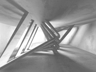 Karanlık Bodrum boş odası iç. Beton duvarlar. Mimari arka plan. 3D render illüstrasyon