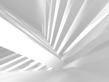 Fütüristik beyaz mimari tasarım arka plan. 3D render illüstrasyon