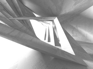 Karanlık Bodrum boş odası iç. Beton duvarlar. Mimari arka plan. 3D render illüstrasyon