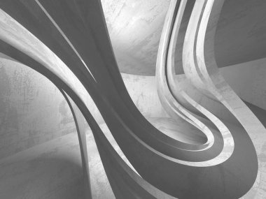 Karanlık Bodrum boş odası iç. Beton duvarlar. Mimari arka plan. 3D render illüstrasyon