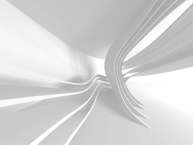 Fütüristik beyaz mimari tasarım arka plan. 3D render illüstrasyon