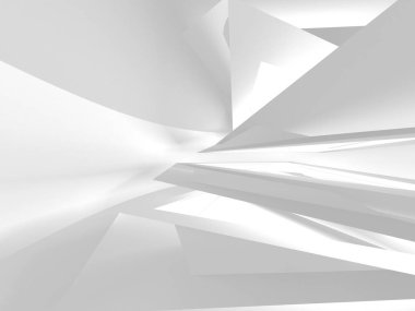 Fütüristik beyaz mimari tasarım arka plan. 3D render illüstrasyon