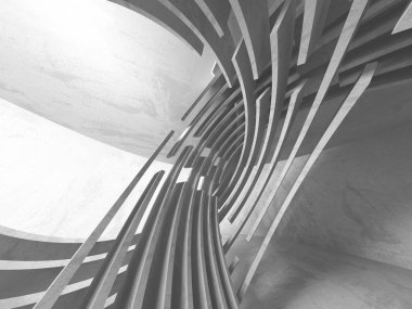 Karanlık Bodrum boş odası iç. Beton duvarlar. Mimari arka plan. 3D render illüstrasyon