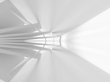 Fütüristik beyaz mimari tasarım arka plan. 3D render illüstrasyon