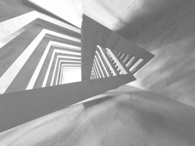 Karanlık Bodrum boş odası iç. Beton duvarlar. Mimari arka plan. 3D render illüstrasyon