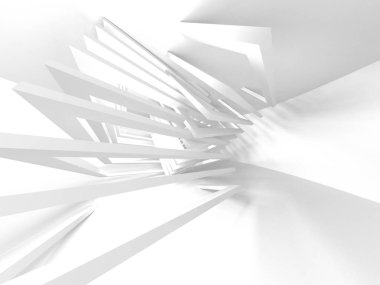 Beyaz Mimarlık inşaat Modern iç arka plan. 3D render illüstrasyon