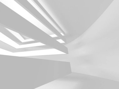 Beyaz Mimarlık inşaat Modern iç arka plan. 3D render illüstrasyon