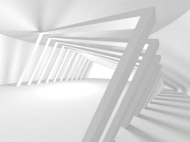 Beyaz Mimarlık inşaat Modern iç arka plan. 3D render illüstrasyon