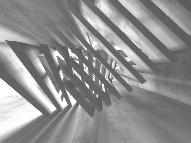 Geometrik beton mimari arka plan. 3D render illüstrasyon