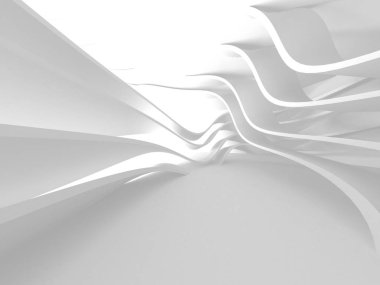 Beyaz Mimarlık inşaat Modern iç arka plan. 3D render illüstrasyon