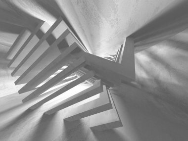 Geometrik beton mimari arka plan. 3D render illüstrasyon