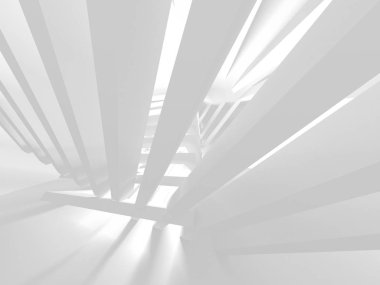 Beyaz Mimarlık inşaat Modern iç arka plan. 3D render illüstrasyon