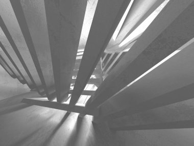 Geometrik beton mimari arka plan. 3D render illüstrasyon