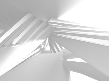 Beyaz Mimarlık inşaat Modern iç arka plan. 3D render illüstrasyon