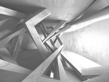 Geometrik beton mimari arka plan. 3D render illüstrasyon