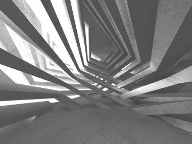 Geometrik beton mimari arka plan. 3D render illüstrasyon
