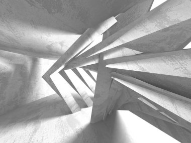 Geometrik beton mimari arka plan. 3D render illüstrasyon