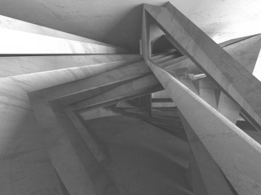 Geometrik beton mimari arka plan. 3D render illüstrasyon