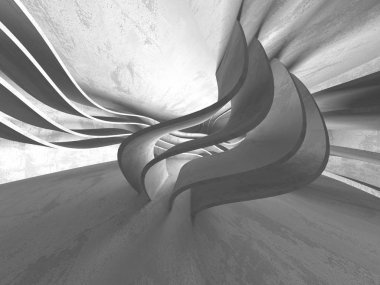 Geometrik beton mimari arka plan. 3D render illüstrasyon