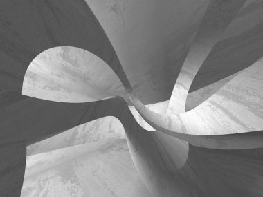 Geometrik beton mimari arka plan. 3D render illüstrasyon