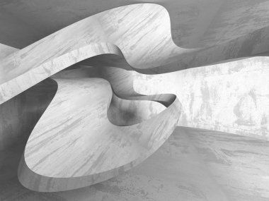 Geometrik beton mimari arka plan. 3D render illüstrasyon