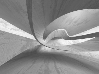 Karanlık beton boş oda. Modern mimari tasarım. Kentsel dokulu arka plan. 3D render illüstrasyon