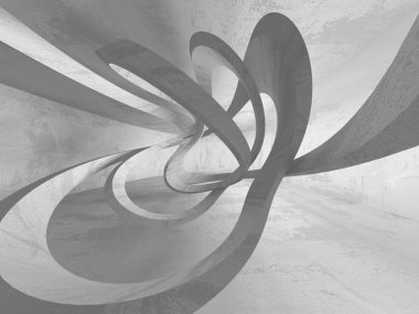 Geometrik beton mimari arka plan. 3D render illüstrasyon