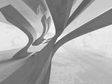 Karanlık beton boş oda. Modern mimari tasarım. Kentsel dokulu arka plan. 3D render illüstrasyon