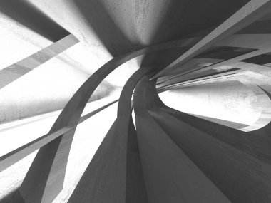 Geometrik beton mimari arka plan. 3D render illüstrasyon