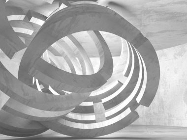 Geometrik beton mimari arka plan. 3D render illüstrasyon