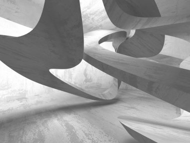 Beton mimari arka plan. Soyut boş karanlık oda. 3D render illüstrasyon