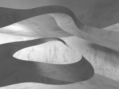 Beton mimari arka plan. Soyut boş karanlık oda. 3D render illüstrasyon