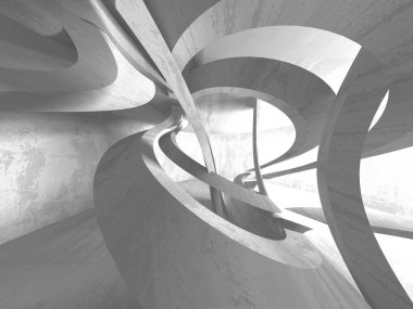 Beton mimari arka plan. Soyut boş karanlık oda. 3D render illüstrasyon