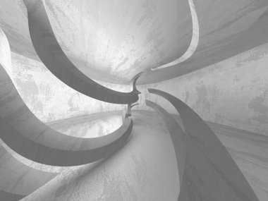 Beton mimari arka plan. Soyut boş karanlık oda. 3D render illüstrasyon