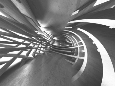 Geometrik beton mimari arka plan. 3D render illüstrasyon