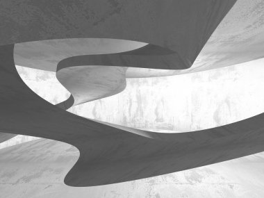 Karanlık beton boş oda. Modern mimari tasarım. Kentsel dokulu arka plan. 3D render illüstrasyon