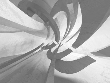 Karanlık beton boş oda. Modern mimari tasarım. Kentsel dokulu arka plan. 3D render illüstrasyon