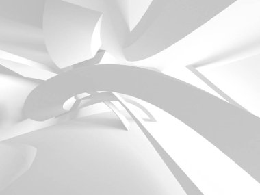 Soyut modern beyaz mimari arka planı. 3d resimleme