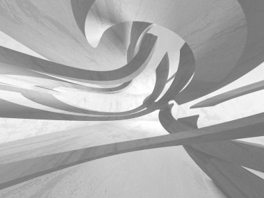 Karanlık beton boş oda. Modern mimari tasarım. Kentsel dokulu arka plan. 3D render illüstrasyon