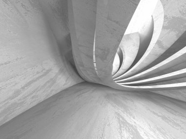 Karanlık beton boş oda. Modern mimari tasarım. Kentsel dokulu arka plan. 3D render illüstrasyon