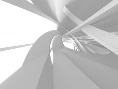 Soyut modern beyaz mimari arka planı. 3d resimleme