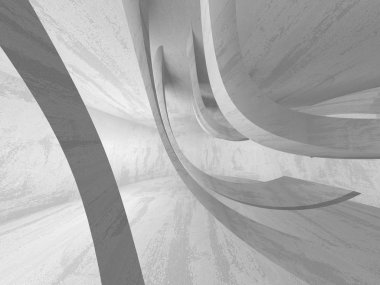 Karanlık beton boş oda. Modern mimari tasarım. Kentsel dokulu arka plan. 3D render illüstrasyon