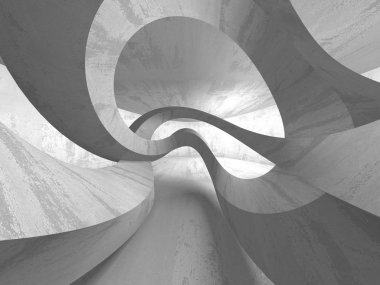 Karanlık beton boş oda. Modern mimari tasarım. Kentsel dokulu arka plan. 3D render illüstrasyon