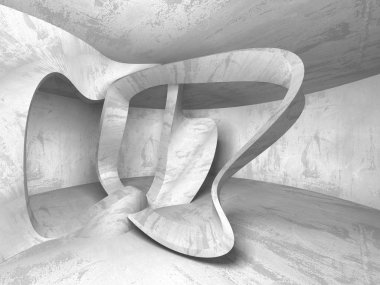 Karanlık beton boş oda. Modern mimari tasarım. Kentsel dokulu arka plan. 3D render illüstrasyon