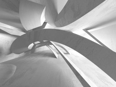 Karanlık beton boş oda. Modern mimari tasarım. Kentsel dokulu arka plan. 3D render illüstrasyon