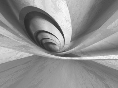 Karanlık beton boş oda. Modern mimari tasarım. Kentsel dokulu arka plan. 3D render illüstrasyon