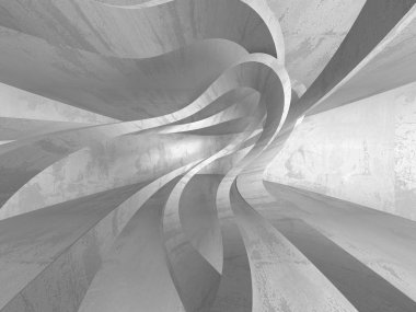 Karanlık beton boş oda. Modern mimari tasarım. Kentsel dokulu arka plan. 3D render illüstrasyon