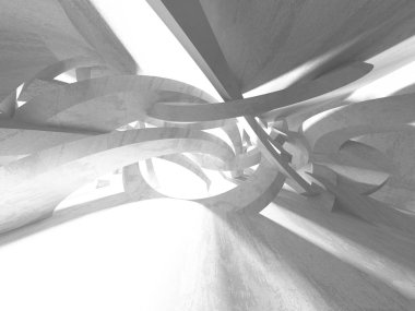 Karanlık beton boş oda. Modern mimari tasarım. Kentsel dokulu arka plan. 3D render illüstrasyon