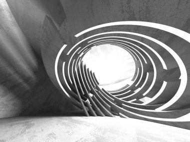 Karanlık beton boş oda. Modern mimari tasarım. Kentsel dokulu arka plan. 3D render illüstrasyon