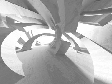 Karanlık beton boş oda. Modern mimari tasarım. Kentsel dokulu arka plan. 3D render illüstrasyon